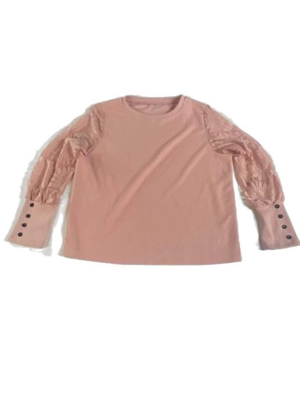 SHEIN Pink Waffle Knit Lace Sleeve Blouse Size L